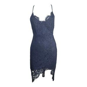 Lulus Dress Womens Size M Medium Dark Blue Flirting With Desire Lace Bodycon